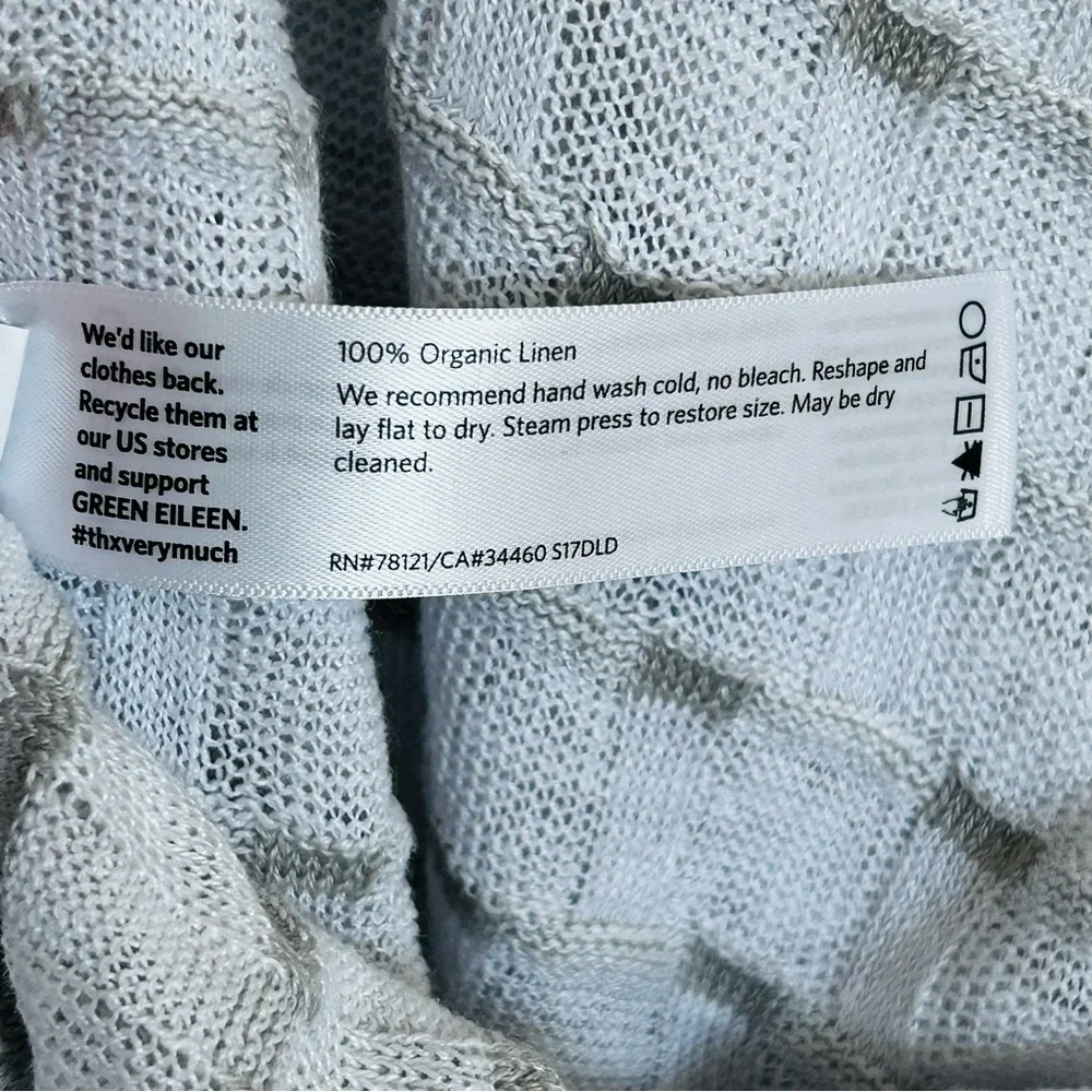 Eileen Fisher White Organic Linen Knit Grid Serape Wrap